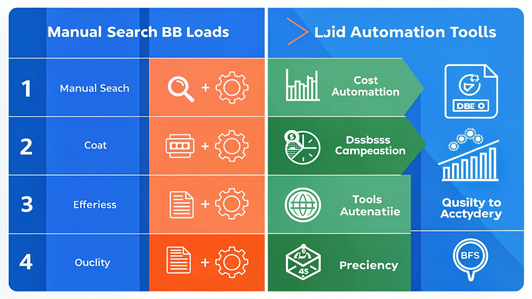 方法对比展示图，展示手动搜索、自动化工具、数据库订阅的成本和效果对比