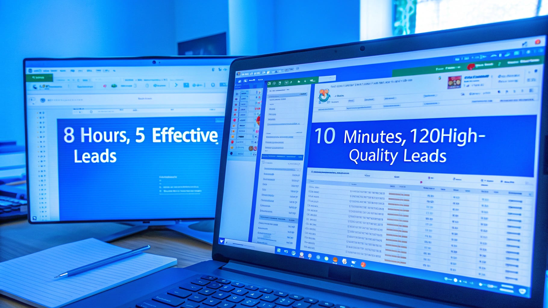 mnmLeads browser extension automation interface showing bulk customer development workflow