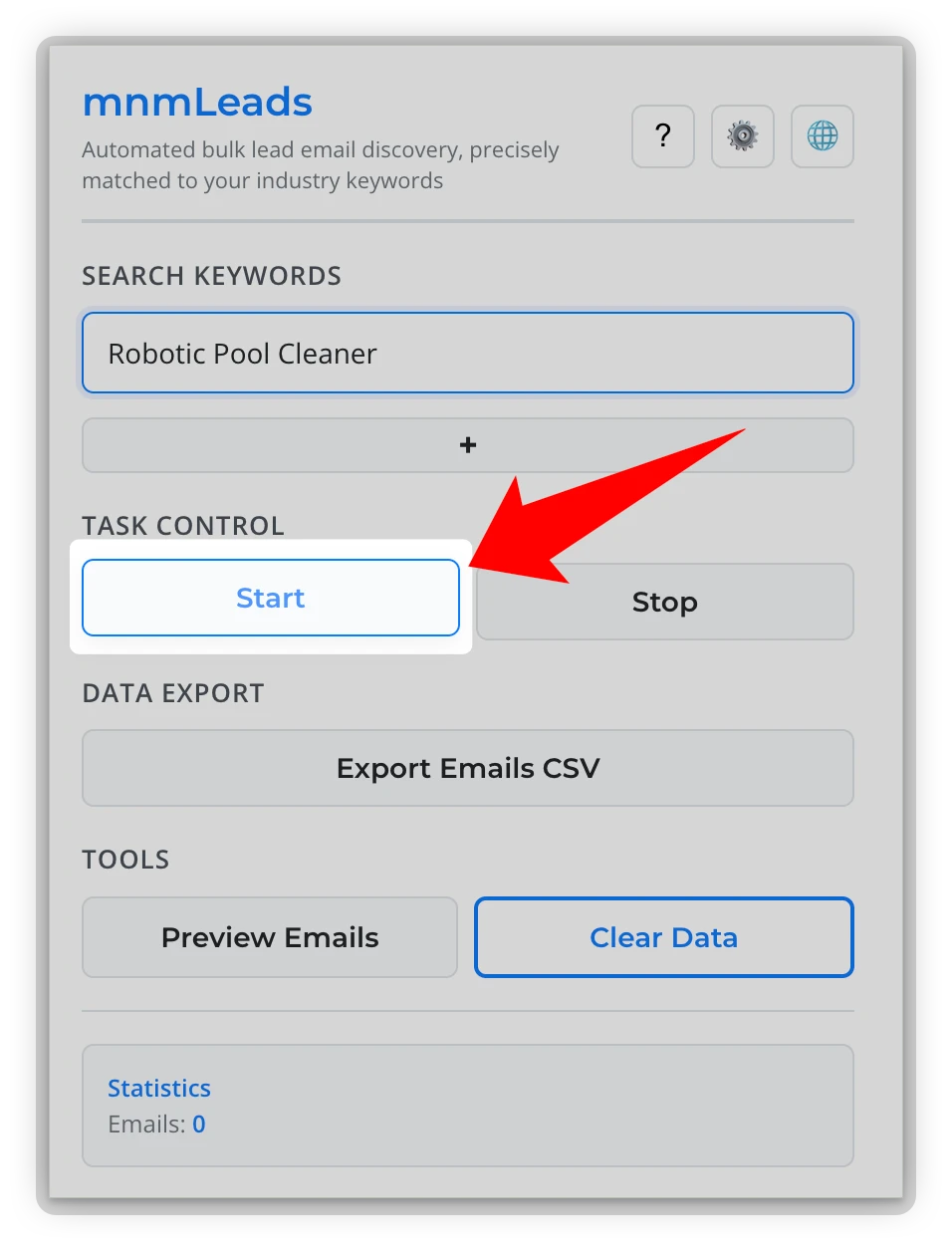Click start button interface